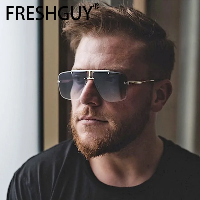 FRESHGUY Fashion Men's Sunglasses Rimless Metal Frame Outdoor Travel Wear Essential Sunglasses 2024 New