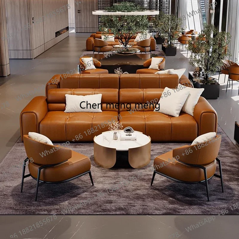 X188 Nordic Company Negotiation Sofa Hotel Lobby Business Reception Meeting Rest Area Waiting Leather Sofa Office Furniture