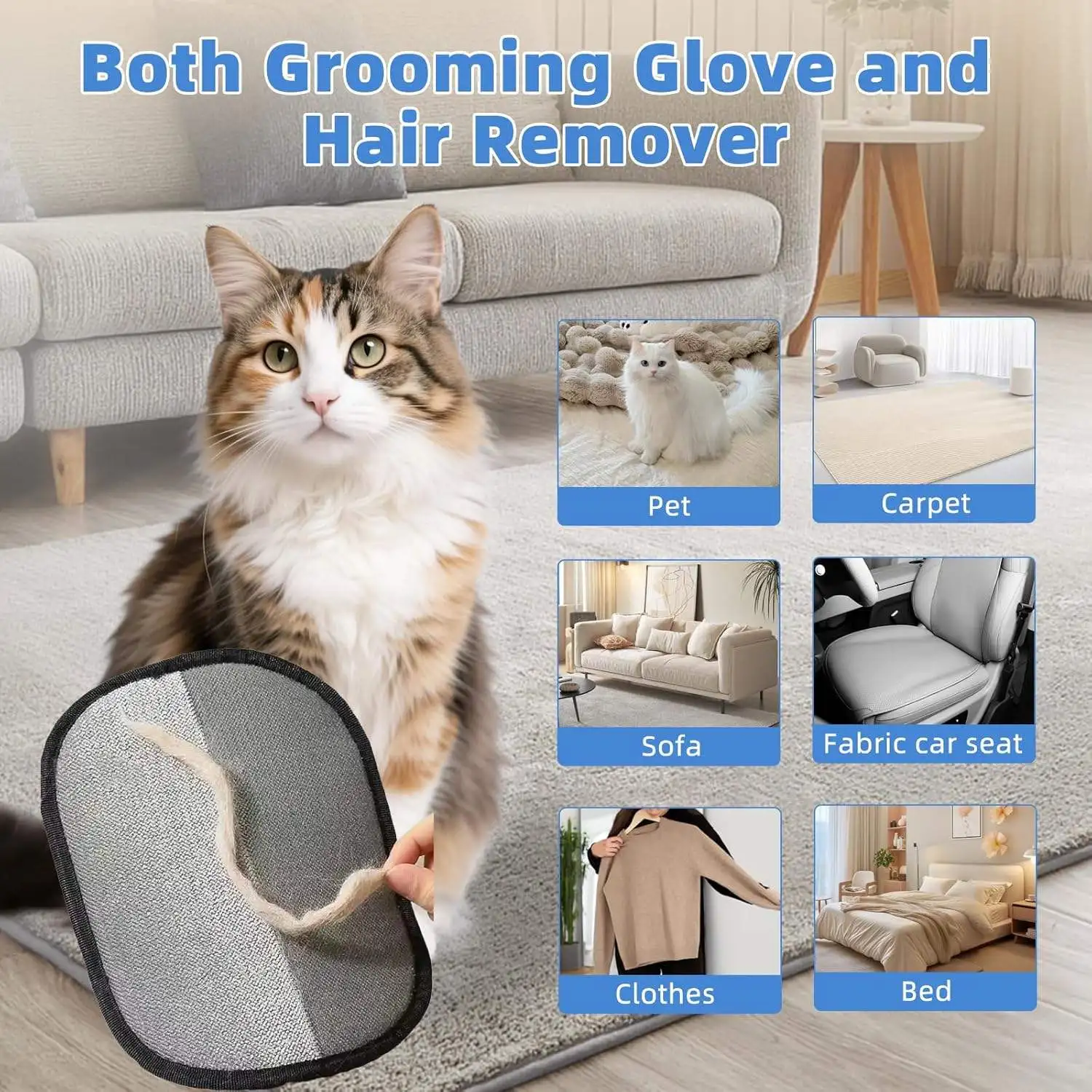 Luvas Laváveis para Remoção de Pelos de Animais, Portáteis e Reutilizáveis, Luvas para Remover Pelos de Cães e Gatos, Removedor de Fiapos para Roupas e Sofás, Produto de Limpeza para Animais de Estimação