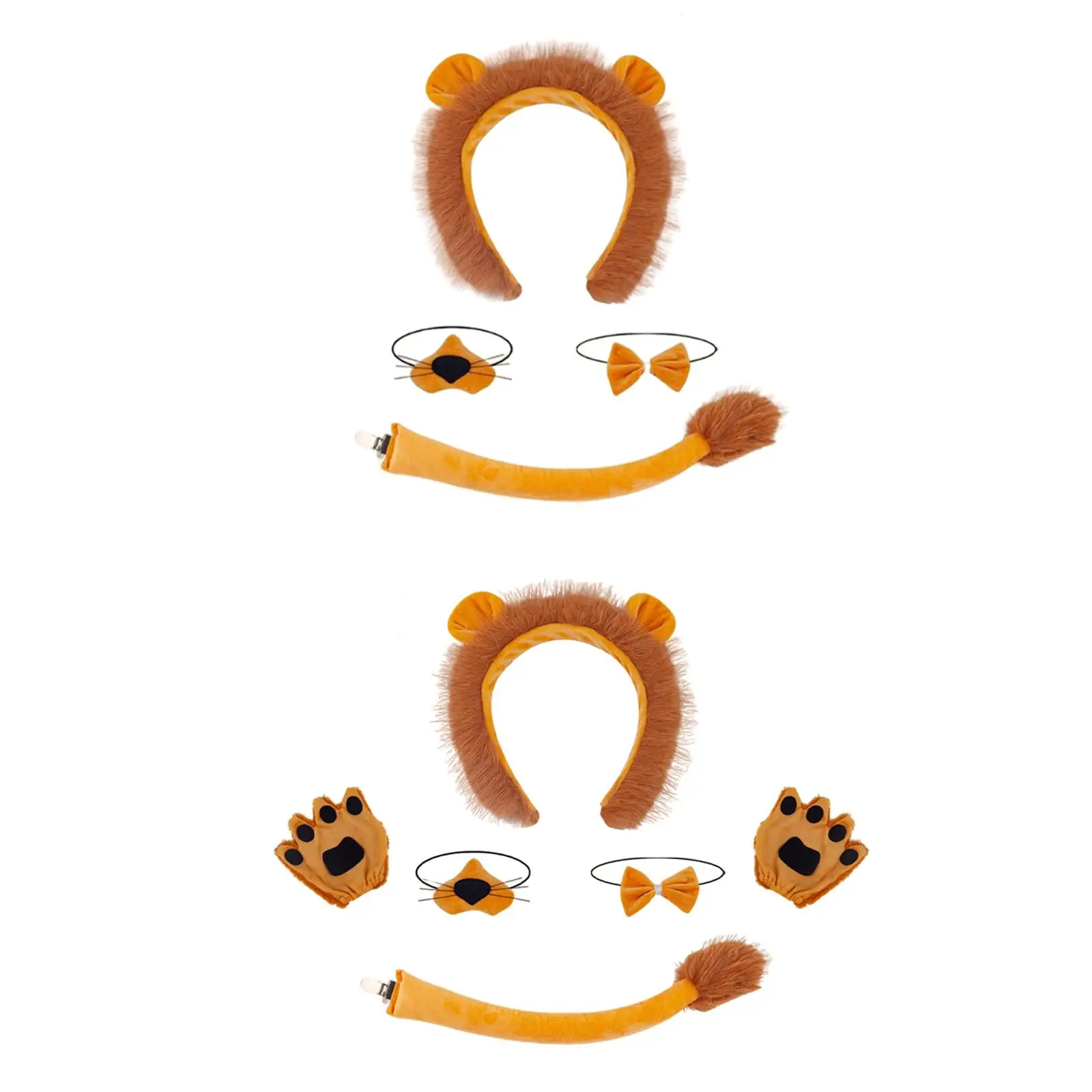 Halloween Animal Costume Set Cute Handmade Lion Ears Headband for Party Cosplay