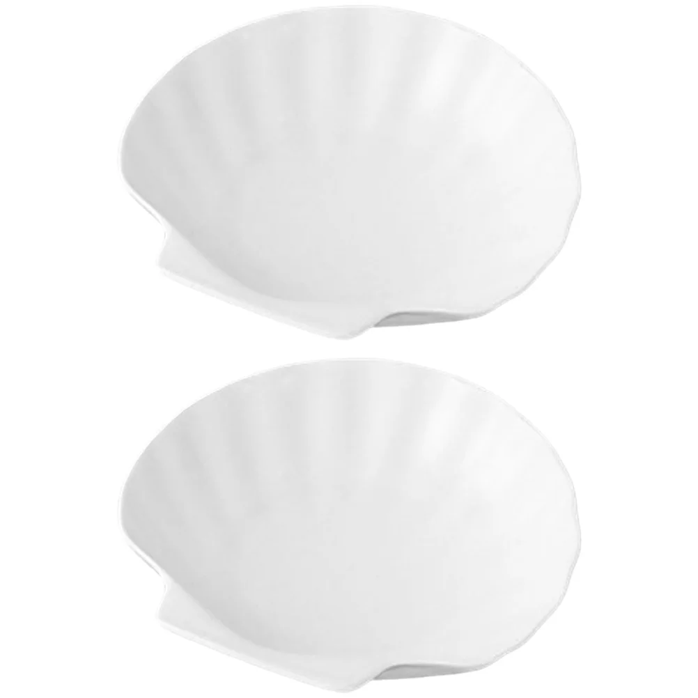 

2Pcs Shell Shape Plate Ceramic Food Dish Decorative Serving Plate for Steak Pizza Salad Pasta Dessert Appetizer Multi-Function