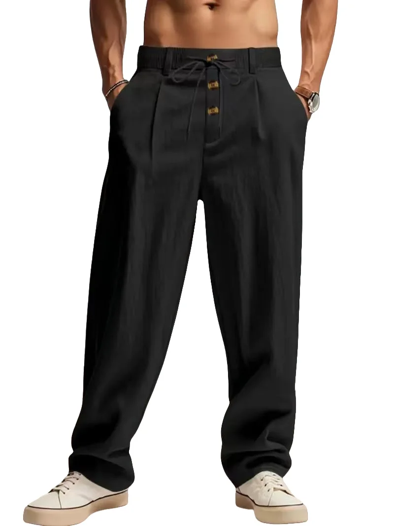 Neue Herrenhose aus Baumwolle und Leinen, Lässige Atmungsaktive Hose, Modische Street-Sport-Hose, Strand- und Outdoor-Loose-Fit-Hose – Detail 7