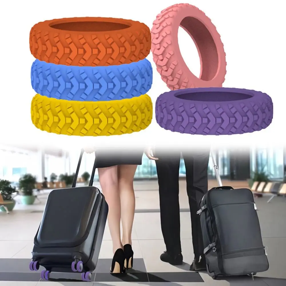 8PCS/Set Silicone Travel Luggage Caster Shoes with Silent Sound Reduce Wheel Wear Suitcase Wheels Protection Cover Reduce Noise