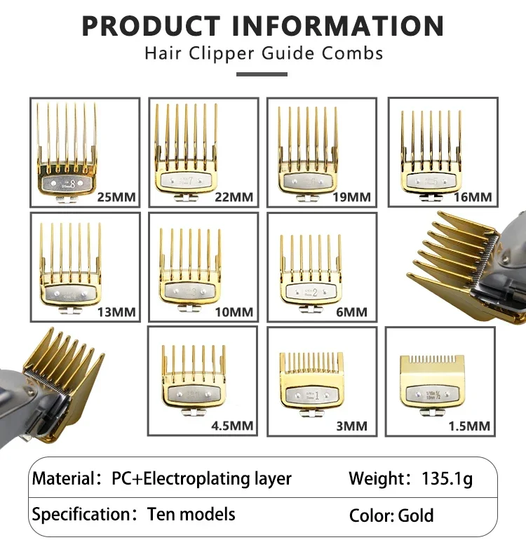 8/10 Stück Haarschneidemaschine Limit Guide Kamm für Wahl und Kemei Trimmer Universal Barber Guide Kamm Haarschnitt Werkzeug Clipper Limit Kämme – Detail 12