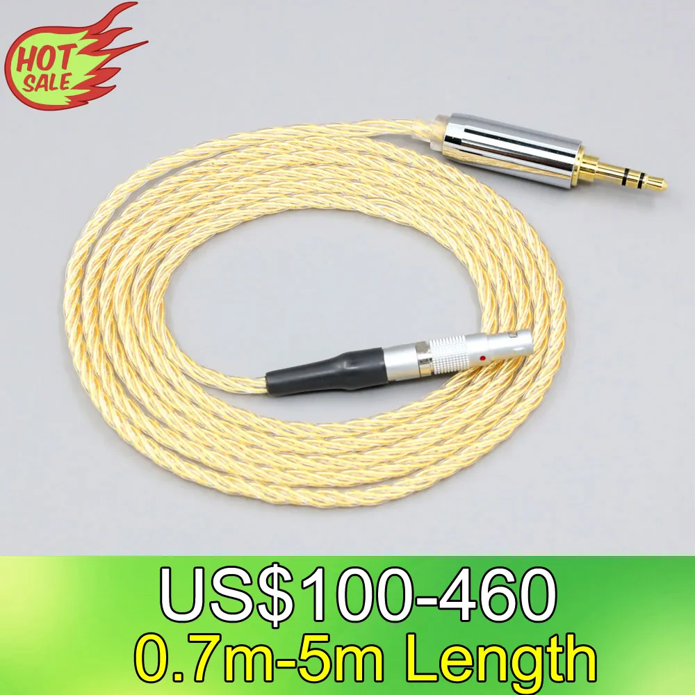 

LN008439 4 Core 99% 7n Pure Silver 24k Gold Plated Earphone Cable For AKG K812 K872 Reference Headphone