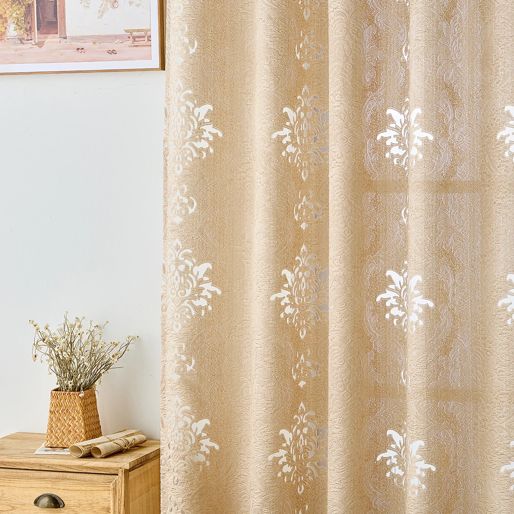 1PC Europäische Jacquard Vorhänge für Wohnzimmer Elegante Aushöhlen Tüll Retro Gaze Fenster Vorhänge Creme stil Wohnkultur