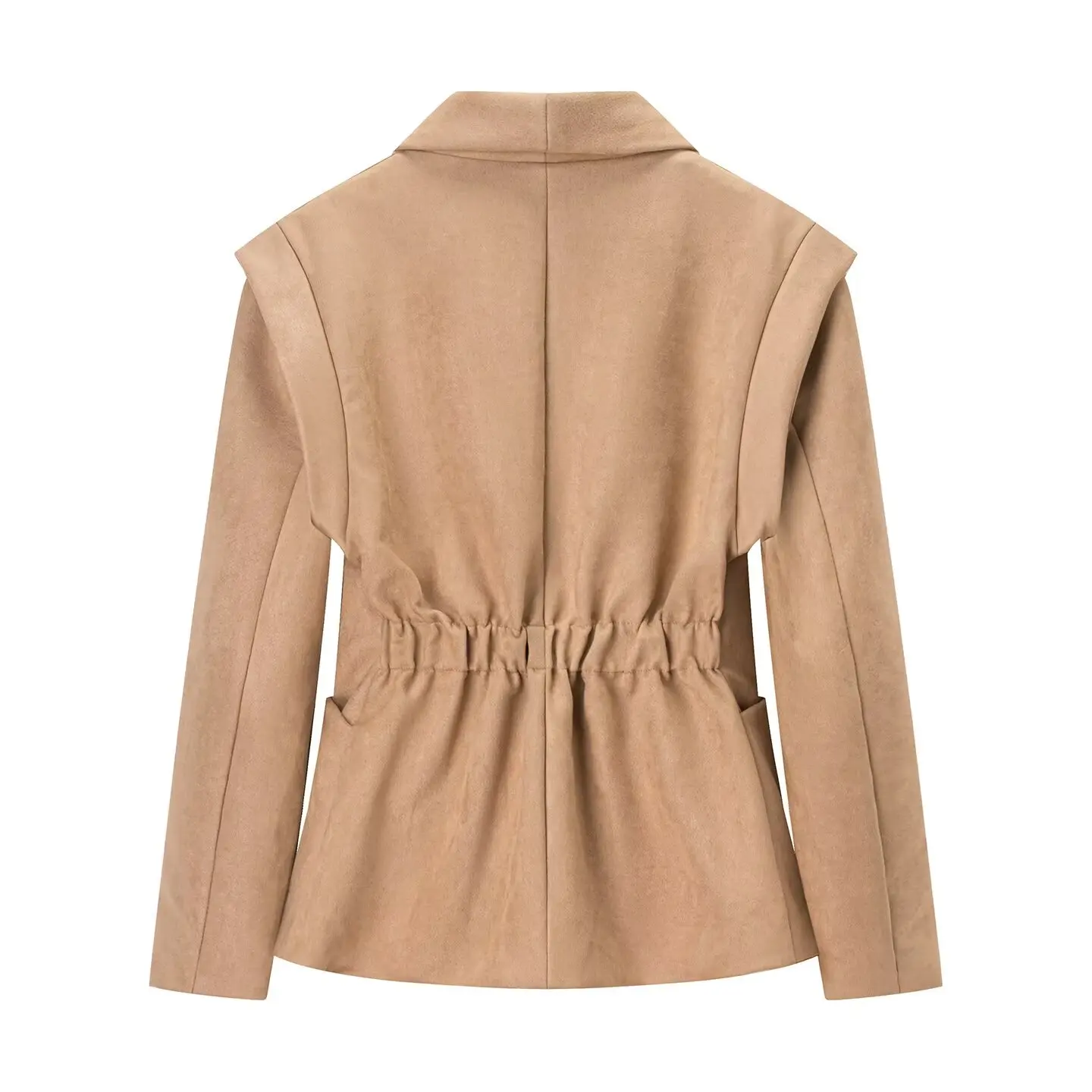 Damska skórzana kamizelka Ele Long Sve, dopasowany krój, podkreślająca talię, zapinana na jeden guzik, casualowa.