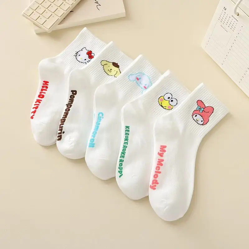 Sanrio Kuromi New Mid-Calf Socks for Women White Cinnamoroll Cute Cartoon Anime Socks