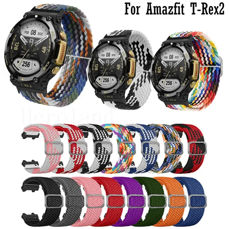 Nylon WatchBand Strap For Huami Amazfit T-RexproSmart Wristband Braided Elastic Weave Bracelet For Amazfit T-Rex2 Watchstrap new