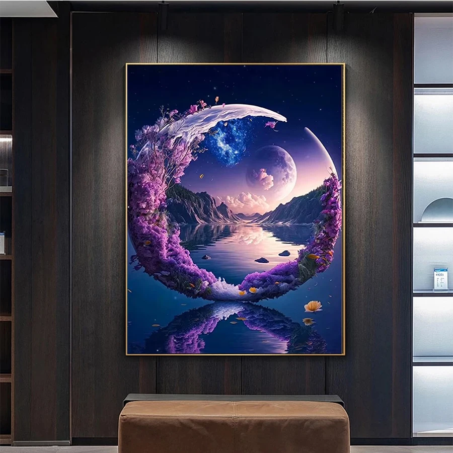 

5D DIY Алмазная картина Абстрактный цветок Луна Пейзаж Вышивка крестиком Diy Алмазная вышивка картина Алмазная мозаика Искусство