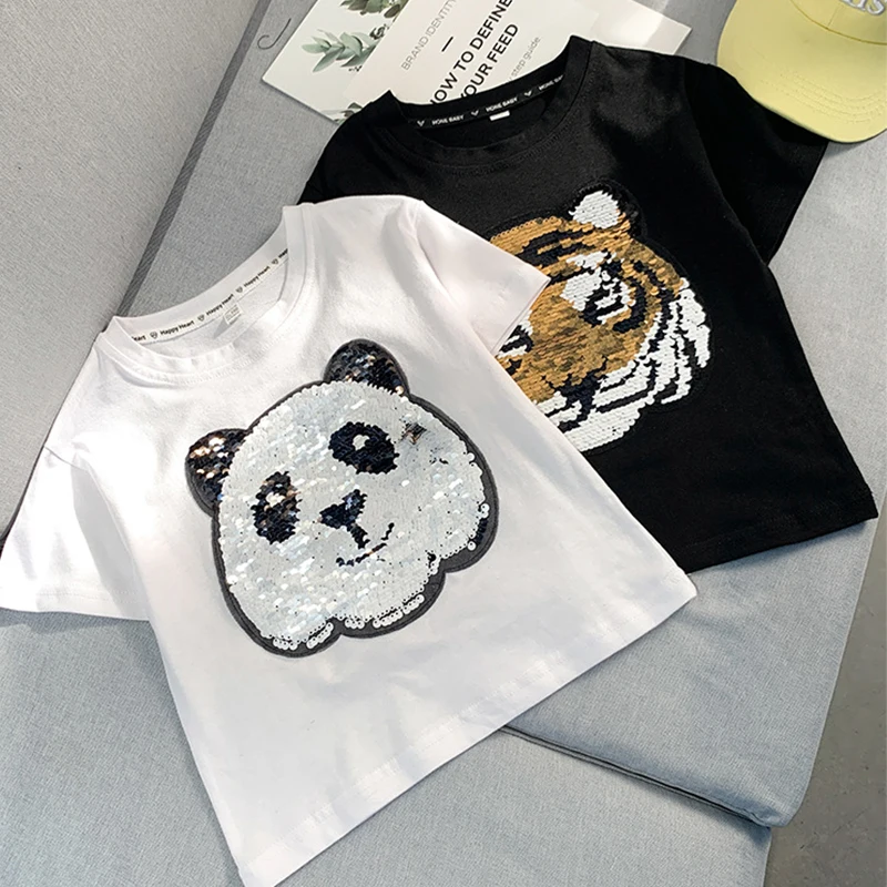 Sequin Tiger Panda Clothing Embroidered Change Color Flip Patch DIY Trend Sewing Hoodies T-shirt Patches