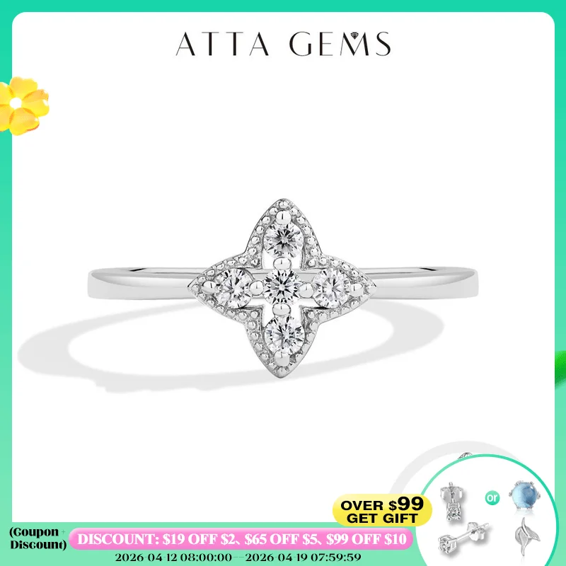 

ATTAGEMS s925 Серебряное кольцо с муассанитом для женщин, позолоченное 18 карат, простые элегантные обручальные кольца на удачу, упаковка ювелирных изделий