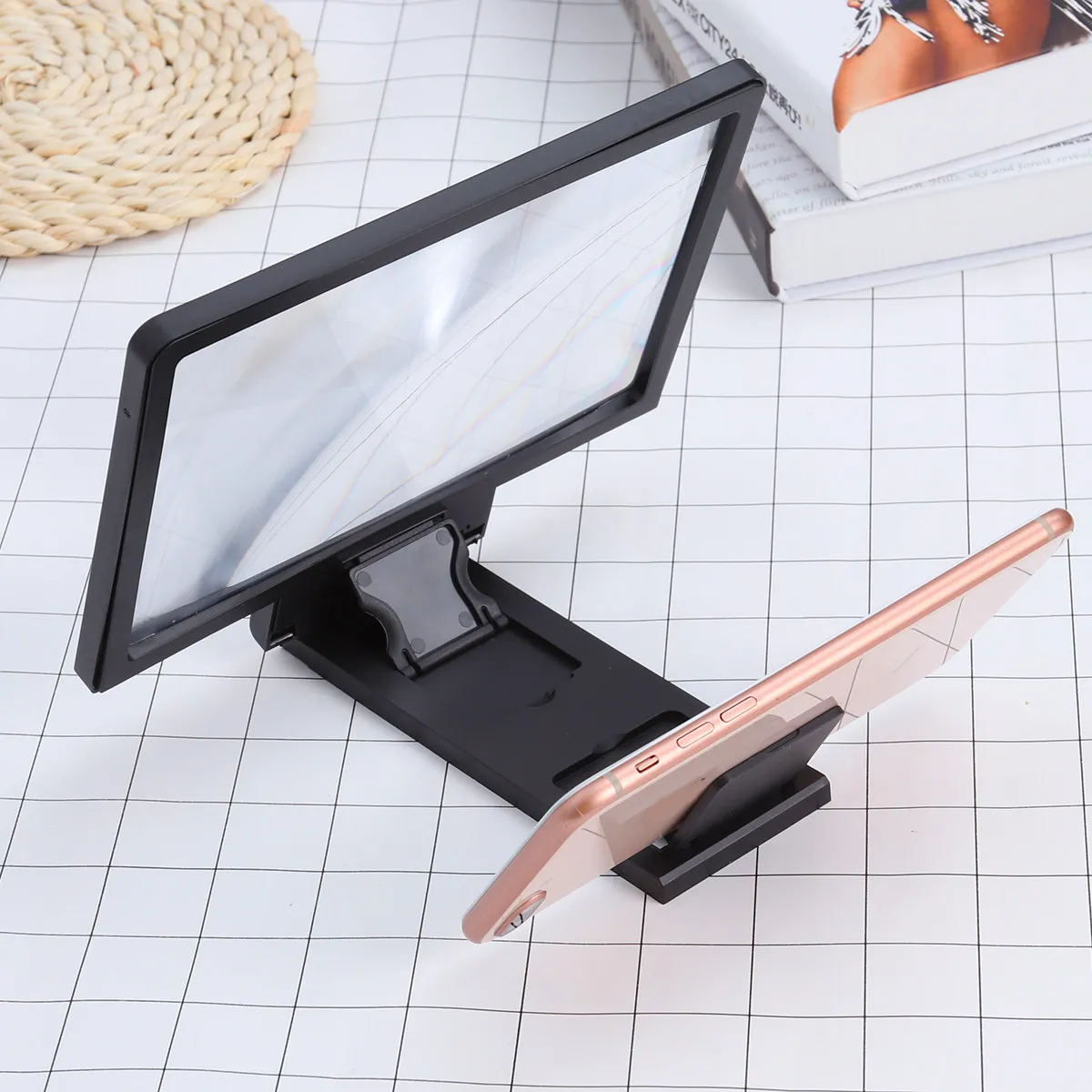 Universal Screen Magnifier Black Foldable Holder Stand Phone Screen Amplifier Movie Video 3X Magnification Eye Care Visual