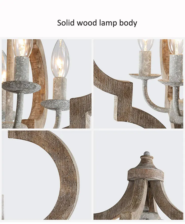 Lampadario Rustico A 4 Luci In Legno Bianco - Sospensione A Sfera Per Cucina, Sala Da Pranzo E Isola - Regolabile In Altezza, 41,7 Cm