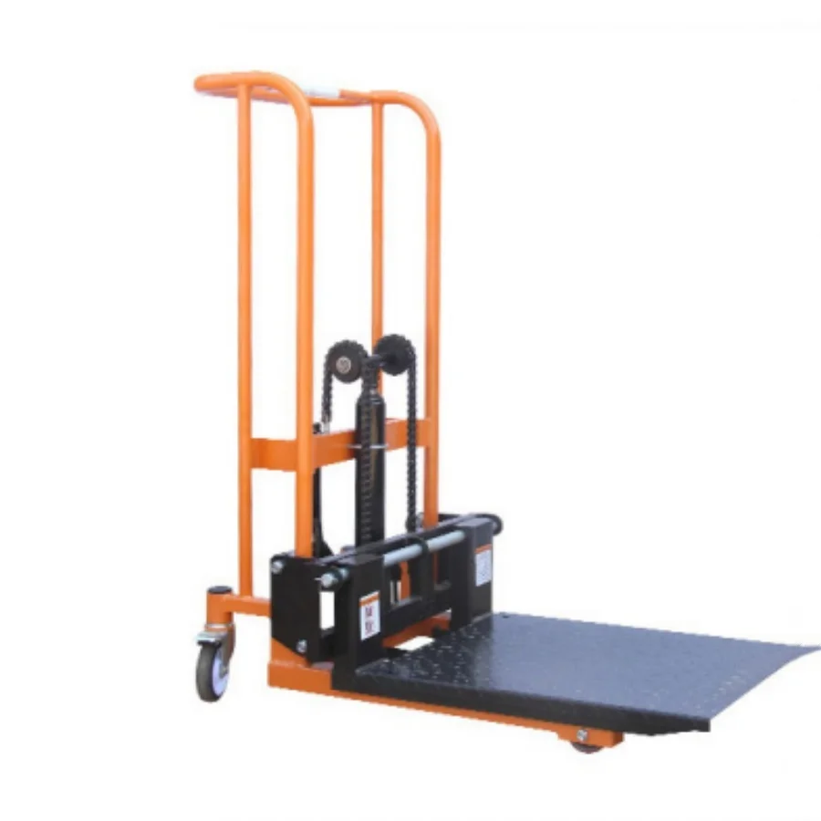 

OEM1.2M Small Household Hydraulic Micro Forklift 400kg Capacity Manual Pallet Elevator Iron Plate Stacker Platform Trolley
