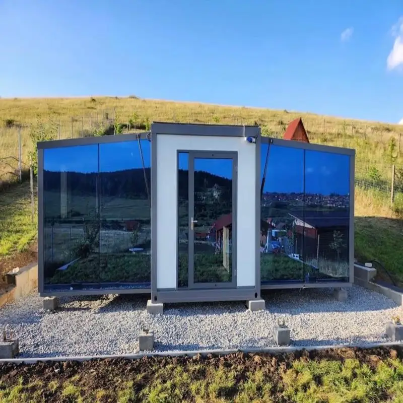 Folded for Transport Luxury 20Ft Container Prefab Homes Slide Out Drawer Expandable Single Wing Prefabricated Glass House No rev
