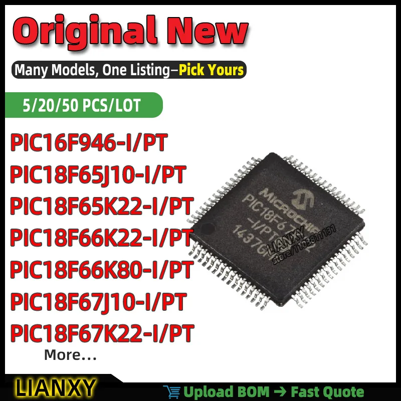 PIC18F67K22-I/PT PIC16F946-I/PT PIC18F66K22-I/PT PIC18F66K80-I/PT PIC18F65J10-I/PT PIC18F65K22-I/PT PIC18F67J10-I/PT TQFP-64
