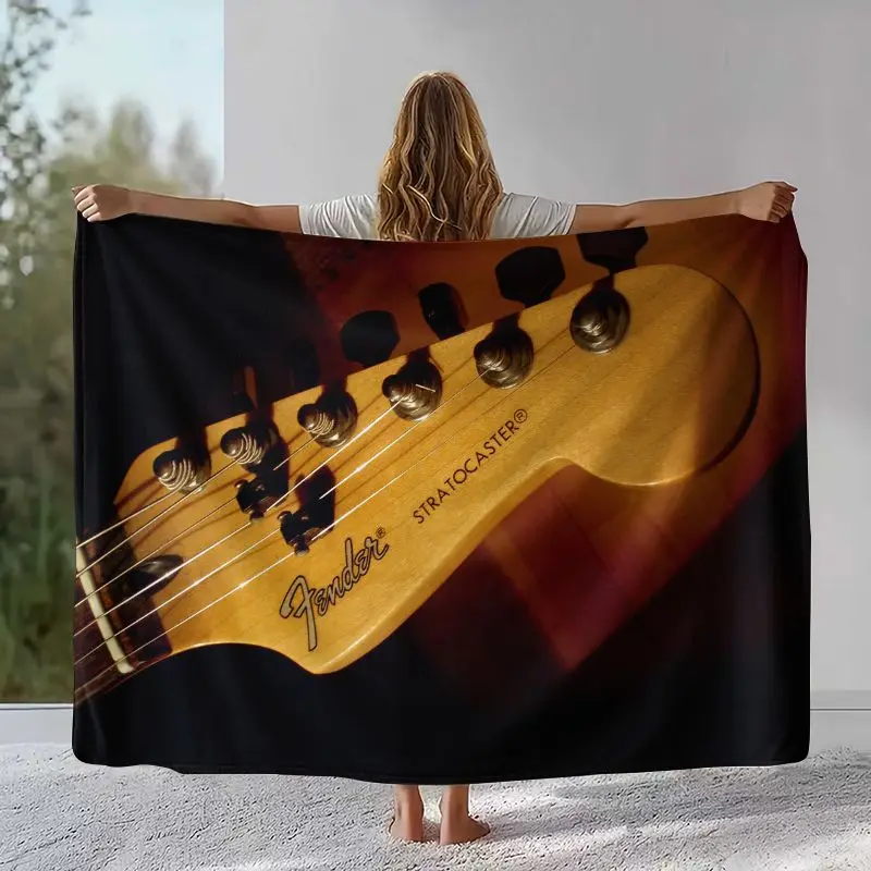 Vintage Fender Guitar Rock Music Soft Flannel Throw Blanket,Cozy Warm Blanket for Bed,Sofa,Living Room,Picnic,Camping,Home Decor