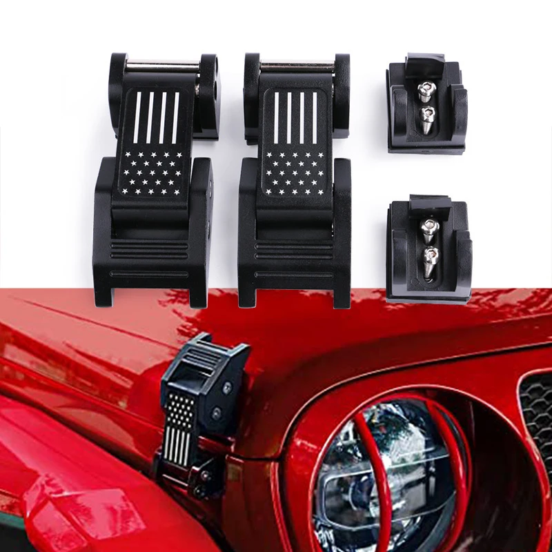 Chiusure per cofano fermo per cofano in alluminio, Kit di chiusura per cofano con chiusura a scatto per Jeep Wrangler 2007-2018 JK JKU 2018-2020 JL