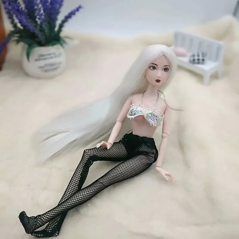 

Одежда для куклы Bjd 1/6, однотонные колготки с вырезами, черные чулки, только одежда без куклы