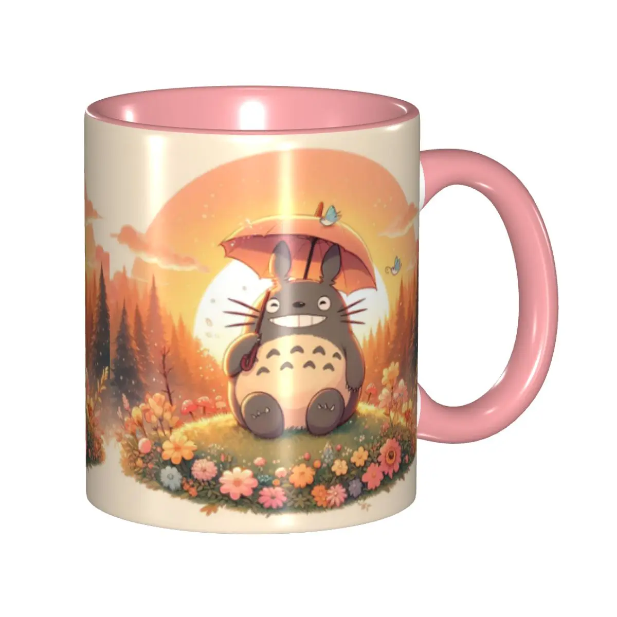 Cartoon Cute Sunset T-Totoros Umbrella Tea Cup Smile Meme Room Mug
