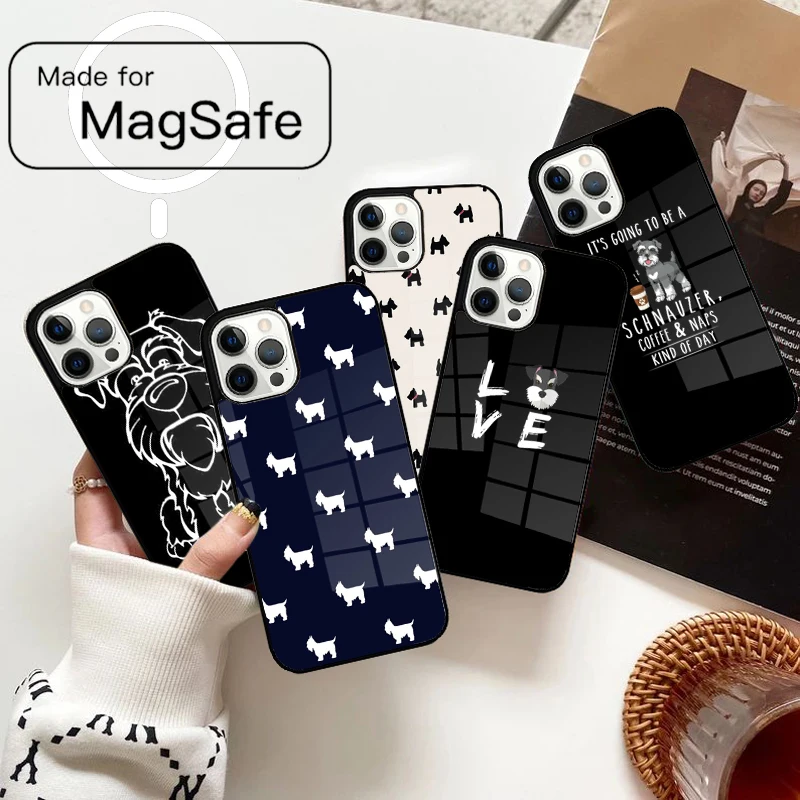 Schnauzer Dog Magnetic Phone Case For iPhone 17 Air 16e 12 13 14 15 Pro Max Magsafe Wireless Cover