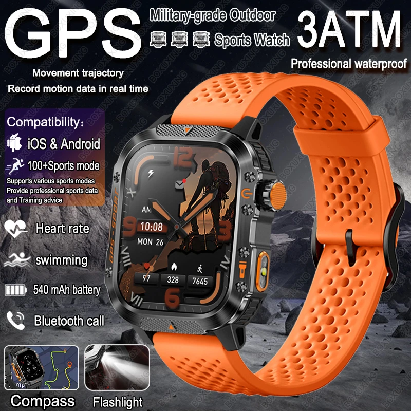 

Military Outdoor GPS Smart Watch Men For Xiaomi 3ATM Waterproof Built-in GPS Compass Heart rate Bluetooth Call Sports SmartWatch