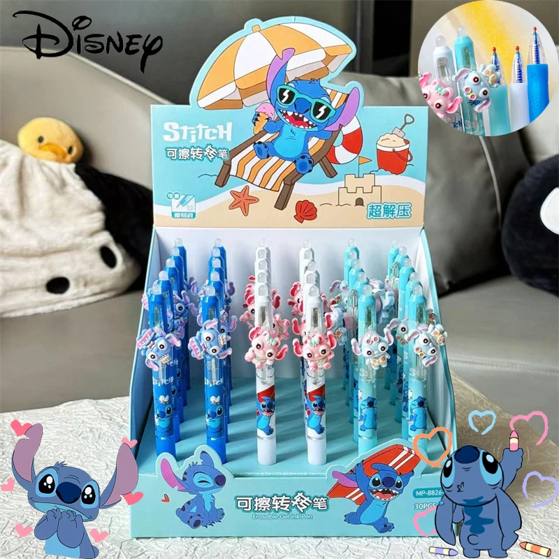 Disney Anime Stitch Erasable Neutral Pen Cute Cartoon Press Erasable Pen Student Learning Stationery Supplies Holiday Gifts