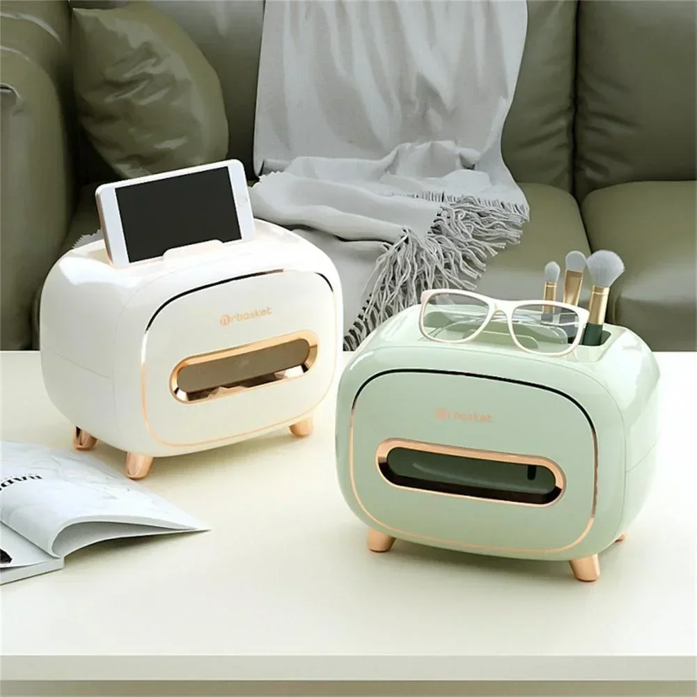 Desktop Tissue Box Removable Decorative Handkerchief Case Paper Storage Phone Remote Control Holder For Home Office Car Bedroom