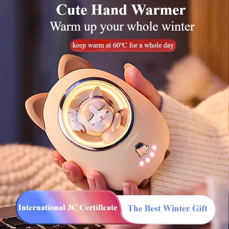 

Eary Cute Mini Rechargeable Hand Warmer Power Bank Type-C Port Winter Essential Compact Portable Thermostat Gift for Children