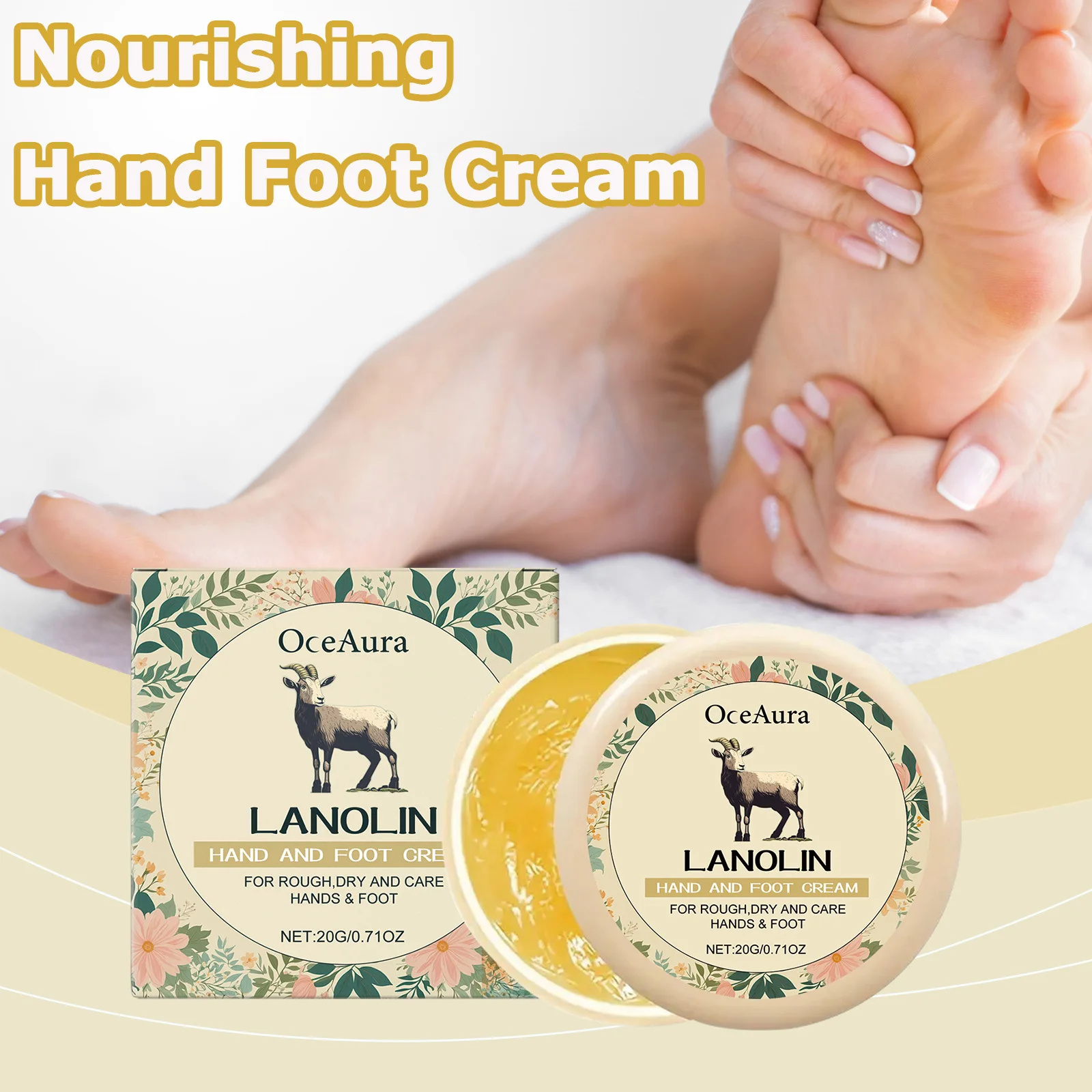 Lanolin Hand Foot Cream Deep Moisturizing Exfoliates Removes Dead Skin Softens Hands Anti-Crack Non-Greasy Hydration Cream