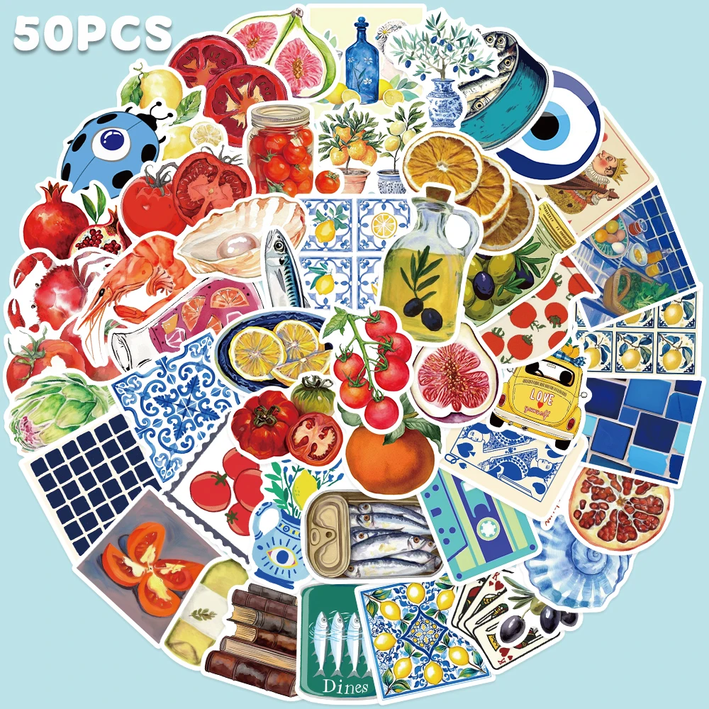 

50 шт., наклейка с фруктами и овощами, граффити, красочная наклейка в стиле комиксов для ноутбука, телефона, багажа, скрапбукинга, iPad, декоративная наклейка