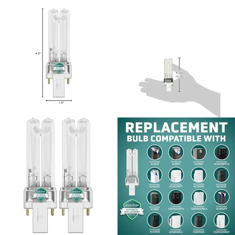 

LB4000 Genuine UV-C Replacement Bulb for AC4300BPTCA, AC4825, AC4850PT and AC4900CA Germ Guardian Air Purifiers, Pack of 2