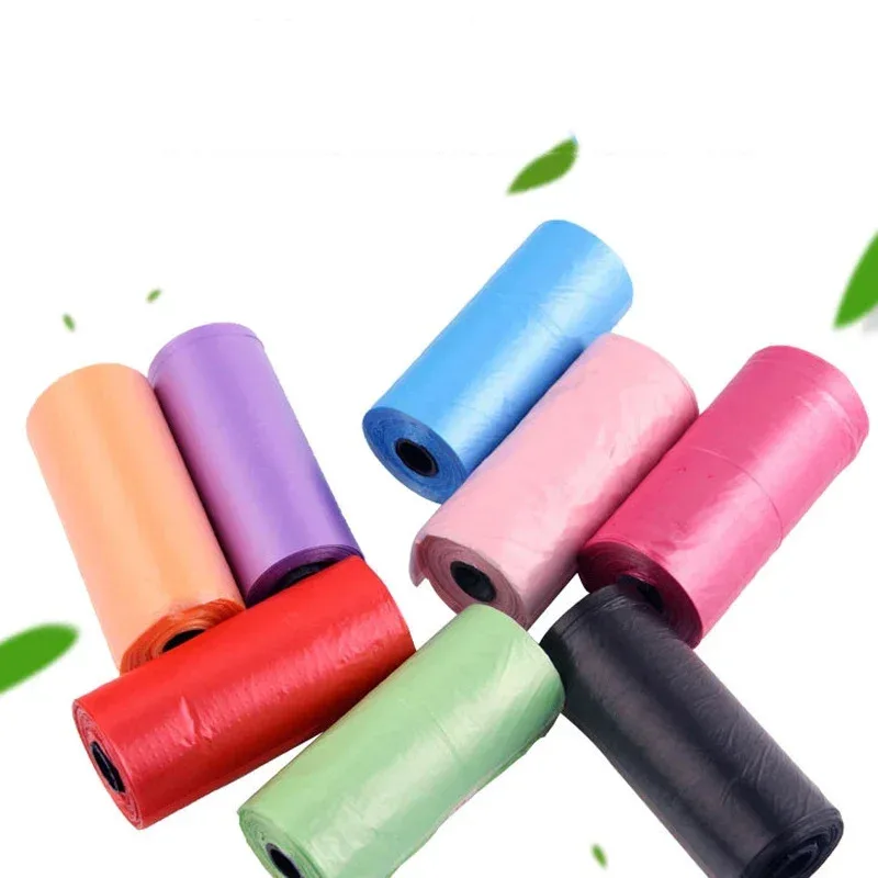 Sacos coloridos para eliminação de resíduos de animais de estimação com 5 pacotes – Sacos confiáveis para cocô de cães e gatos para limpeza diária