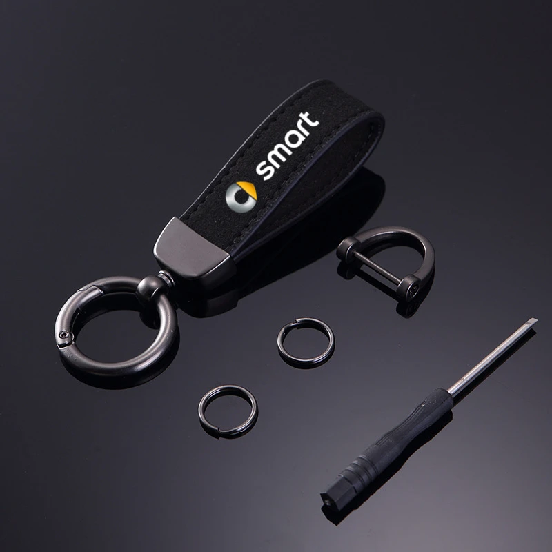 New Women Men Luxury Car KeyRing Suede Leather Car Keychain Accessories For Smart 451 brabus Smart 453 fortwo forfour