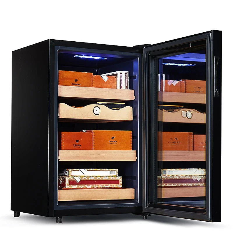 Constant Temperature Moisturizing Small Electronic Cigar Cabinet Smart Home Single Door Solid Wood Cigar Cabinet with Lock
