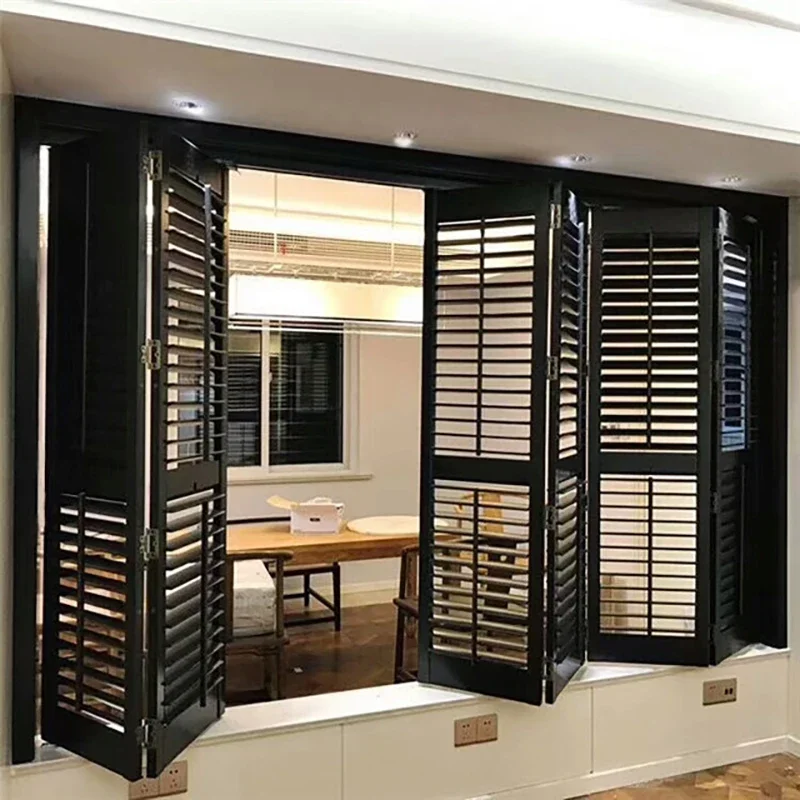 Sunroad High Quality Factory Wholesale Price Special Shape Window Wooden Basswood Pvc Paulownia Plantation Shutter Louver Door