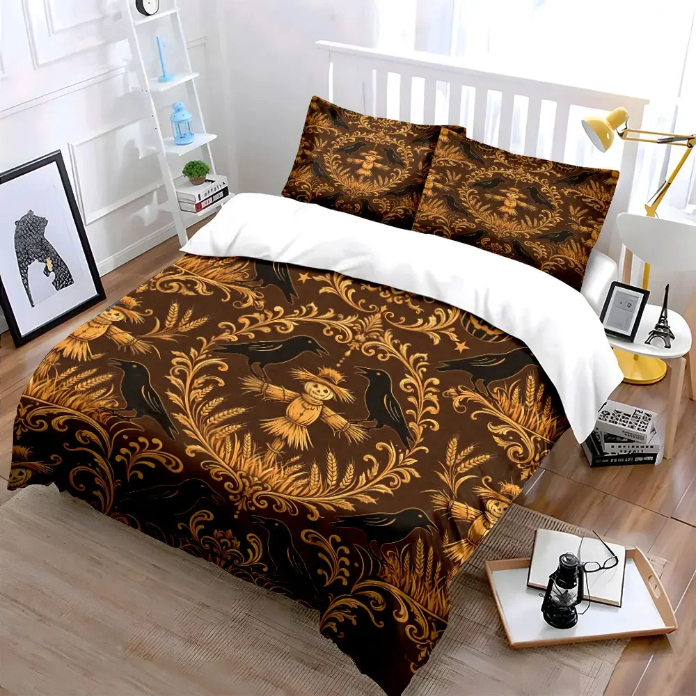 Halloween Scarecrow Themed Set Soft Comfortable Duvet Cover Bedding Set Included 1*Duvet Cover & 2*Pillowcases, gift