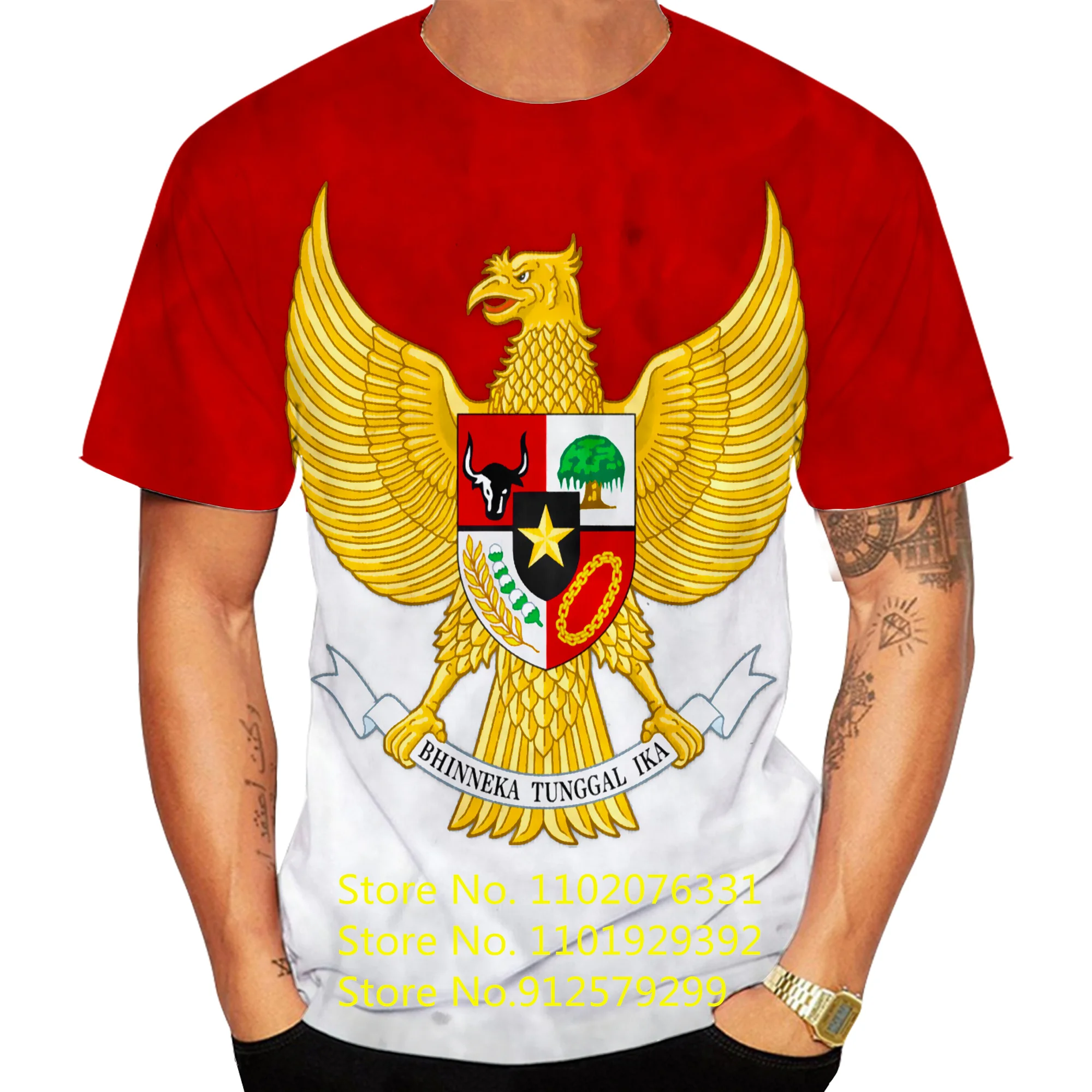 New Men T Shirt Indonesia Flag 3D Printing Short-Sleeved Personality Fashion T-Shirt For Men