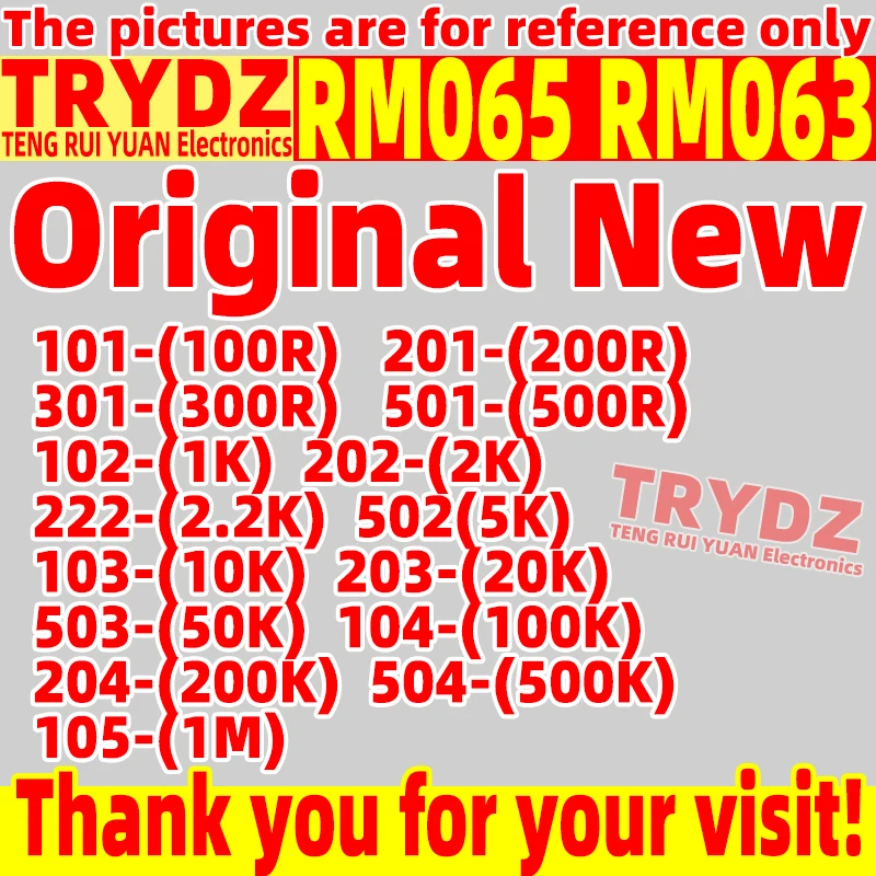 55pcs Original New RM065 RM063 100R 200R 300R 500R 1K 2K 2.2K 5K 10K 20K 50K 100K 200K 500K 1M adjustable resistor