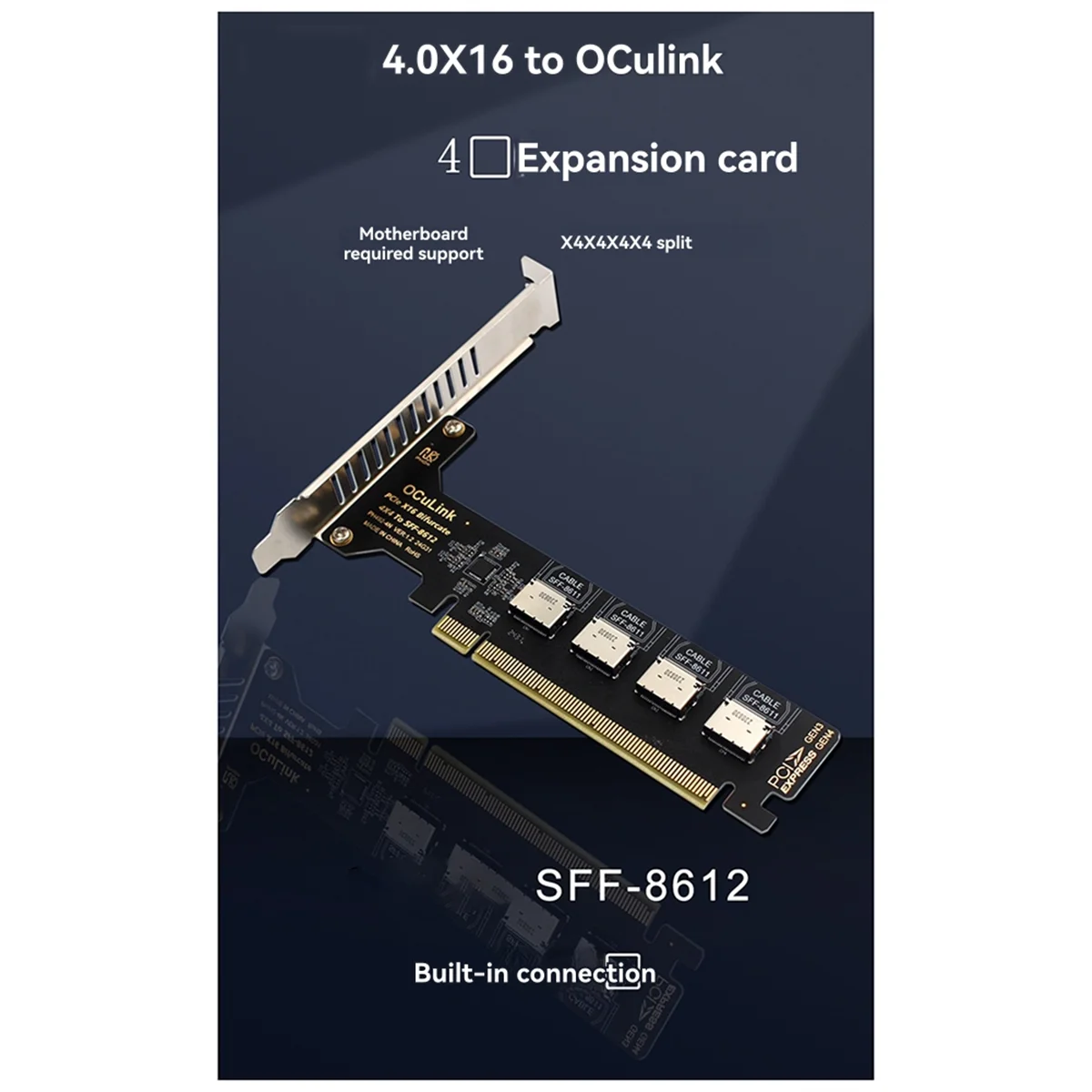 

JDLQ PCI-E 16X to Four U.2 SSD Kit SFF8611 и 8612 Адаптер твердотельного накопителя Oculink PCIe для расширения материнской платы