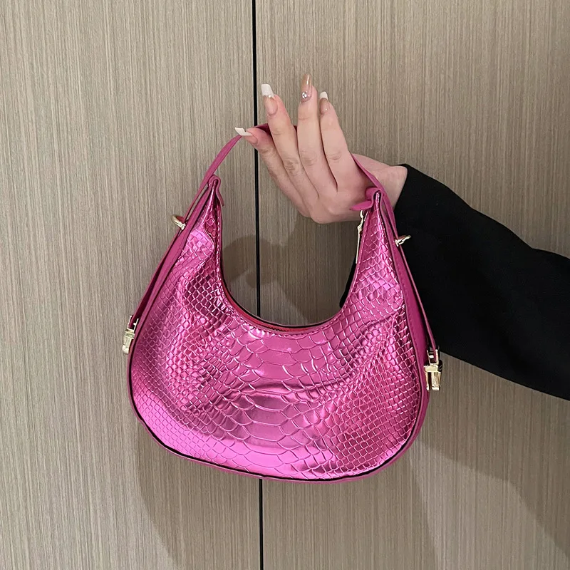 Niche Fashion Alligator Pattern Shoulder Bags For Women Small Handle Underarm Bag Clutch Luxury PU Leather Female Handbags Purse