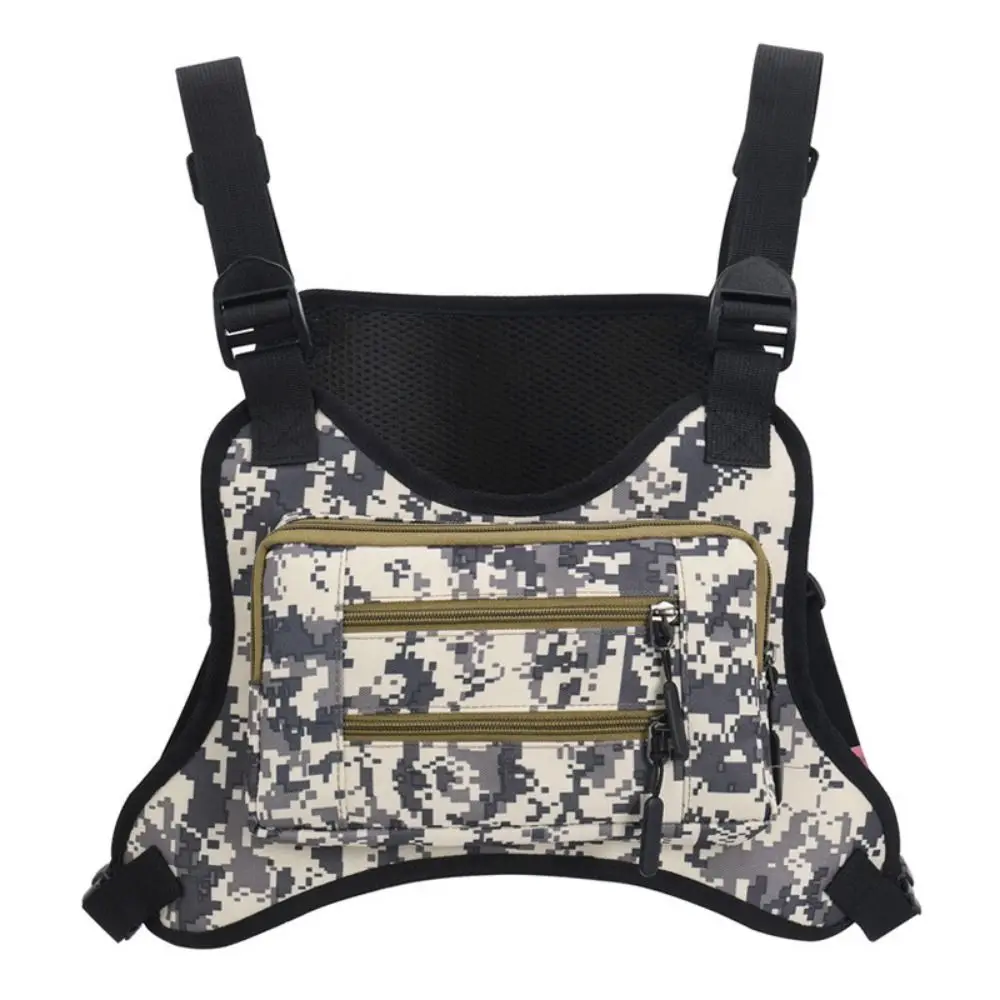 Adjustable Sports Vest Bag Multi-functional Lightweight MOLLE Chest Bag Water Resistant Oxford Cloth Running Vest Bag Women