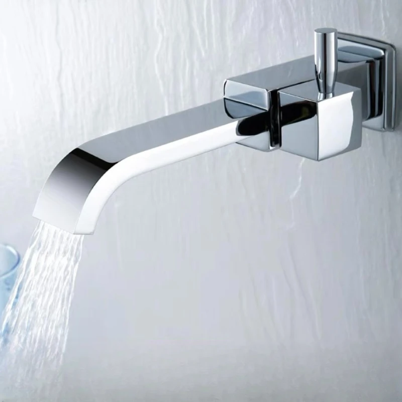 

Water faucet of mop pool in wall-mounted single cold washbasin is lengthened with full copper