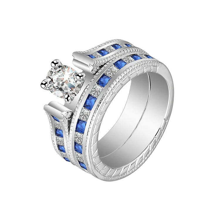 

Fashionable Fine Silver 92.5 Jewelry with Real Gemstones Set Ring in Blue Zircon