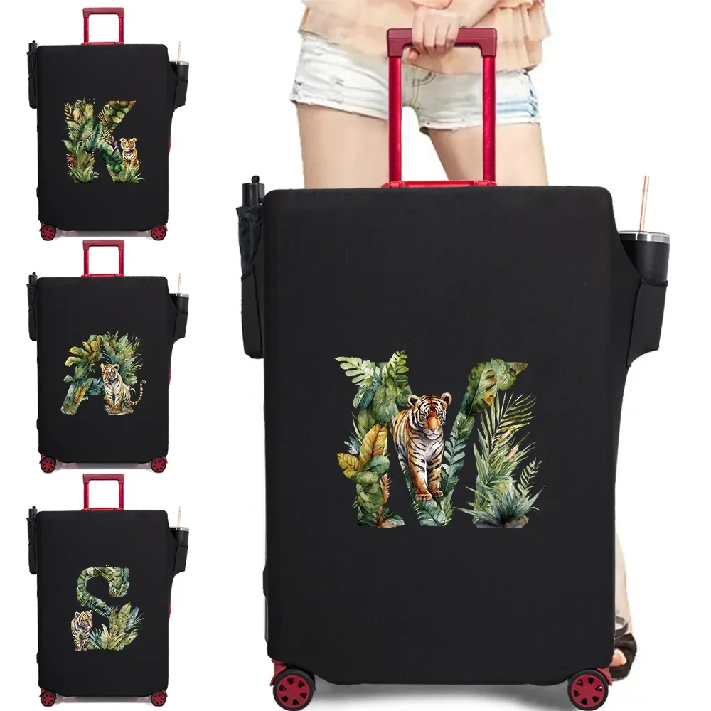 Luggage Cover Stretch Fabric Suitcase Protector Baggage Case for18-32Inch Suitcase Case  Jungle Tiger Letter Travel Organizer