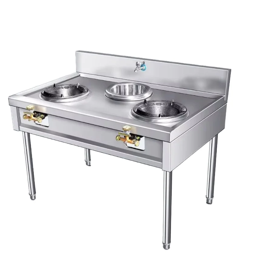 Commercial Energy-Saving Stainless Steel Gas Stove Single Double Explosion Kitchen Cooktop for Restaurants Fierce Fire Stove Gas