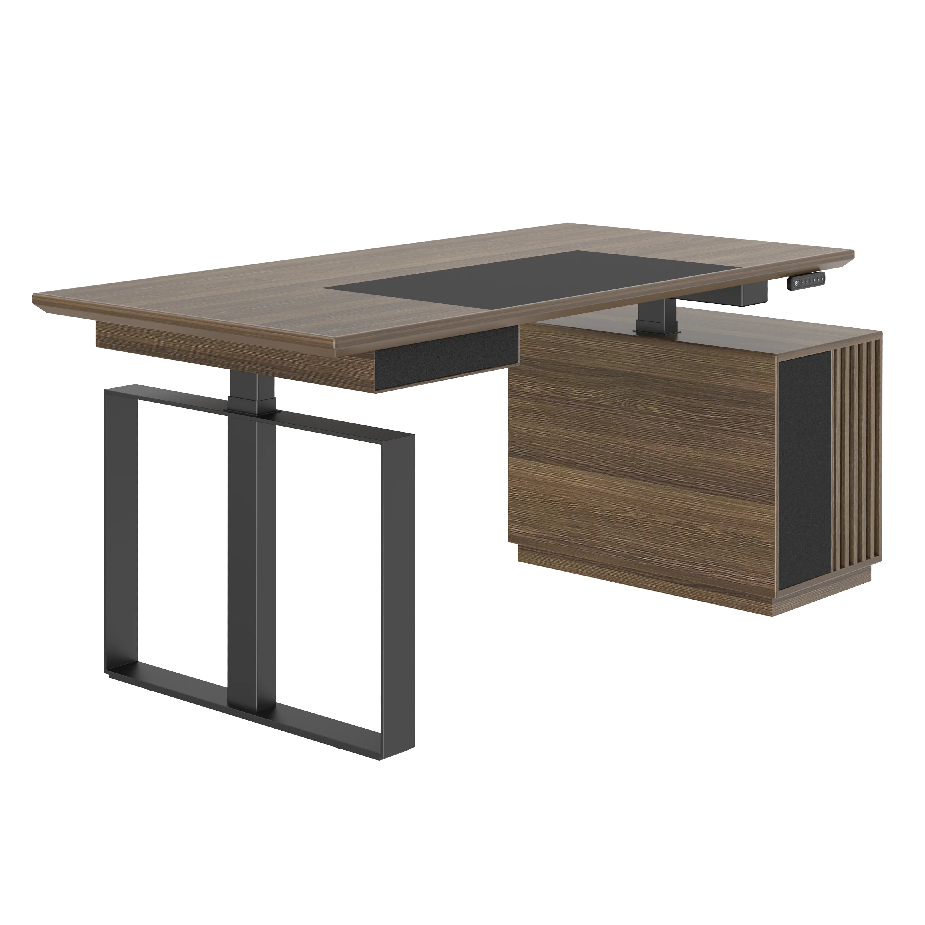 

Chinese Wood Desk Electric Height Adjustable Computer Office Stand up Desk with Bookshelf