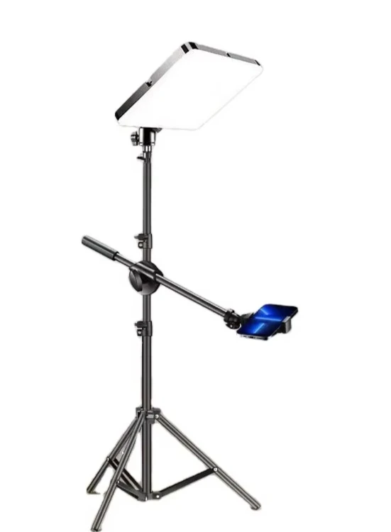 Tripod Teleprompter Stand Adjustable Live Streaming Bracket with Phone Holder Portable Teleprompter Support for Video Recording