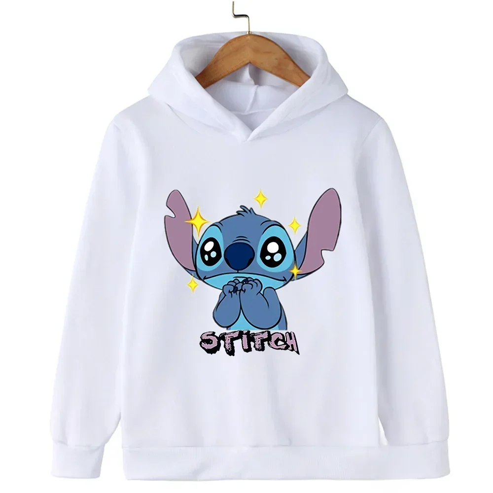 Funny Cartoon Stitch Print Hoodie Women Clothing Casual Spring Autumn Long Sleeve Hooded Pullover Fashion Woman Sweatshirts Tops